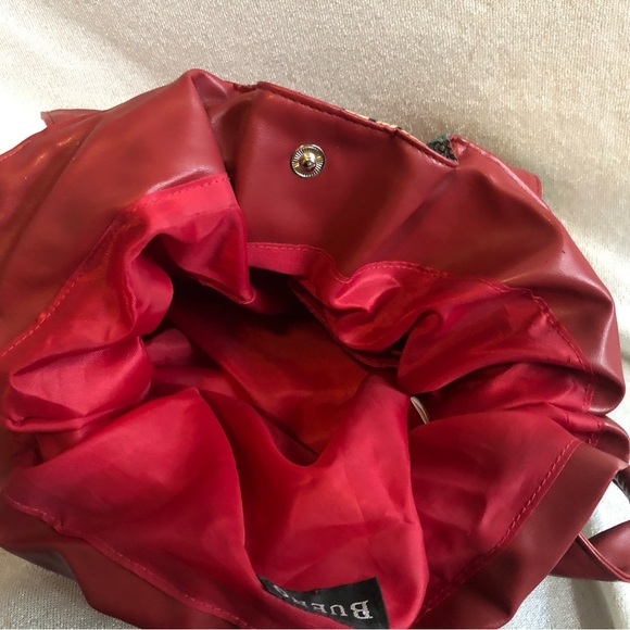 Bueno shoulder bag, faux snake skin, burgundy flower, leaves prints - Picture 7 of 13